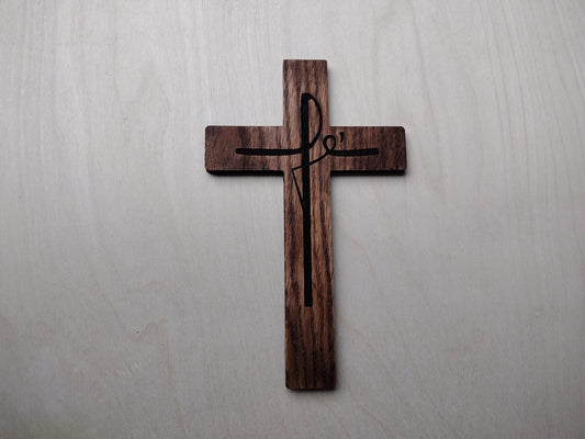 Engraved Red oak cross